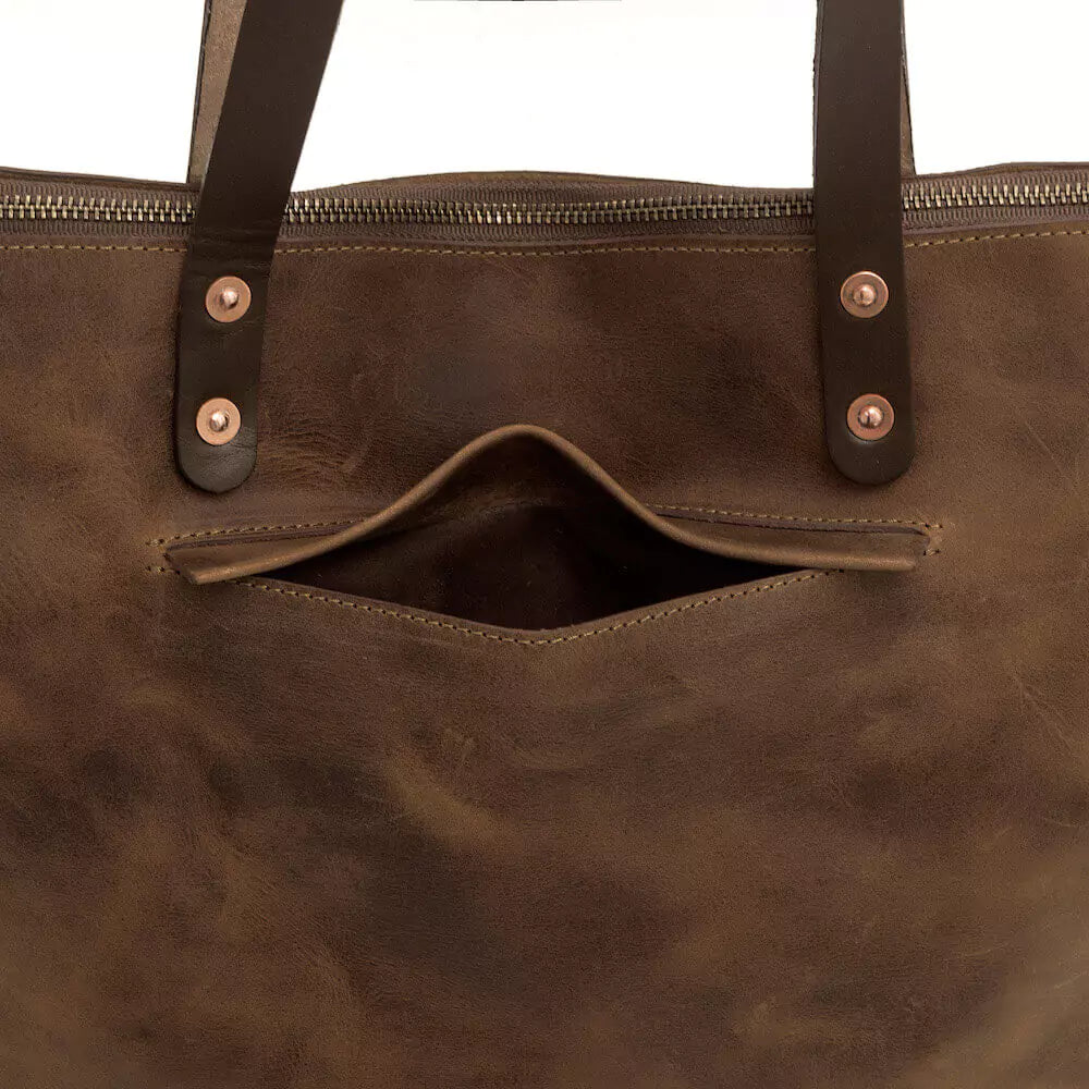 Eden OVERSIZED Leather Tote Bag - Zippered Mission Mercantile Leather Goods