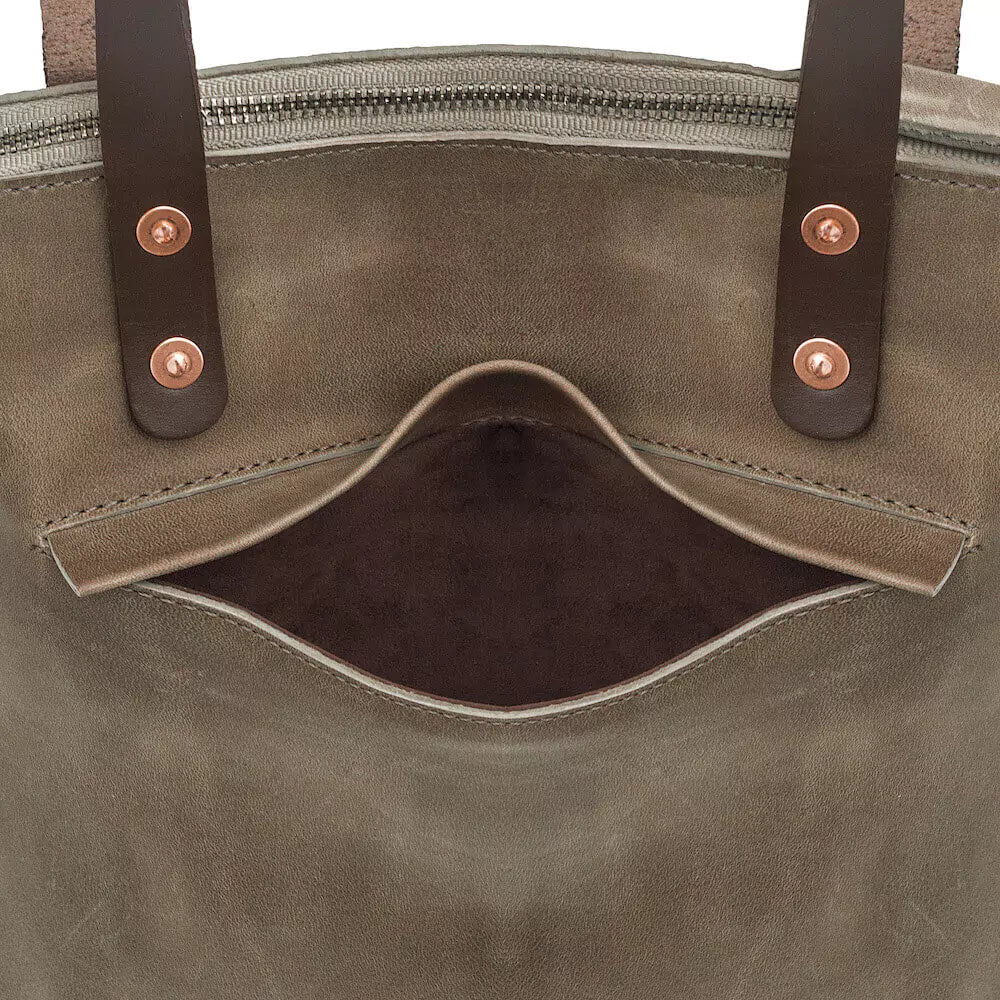 Eden SMALL Leather Tote Bag - Zippered Mission Mercantile Leather Goods