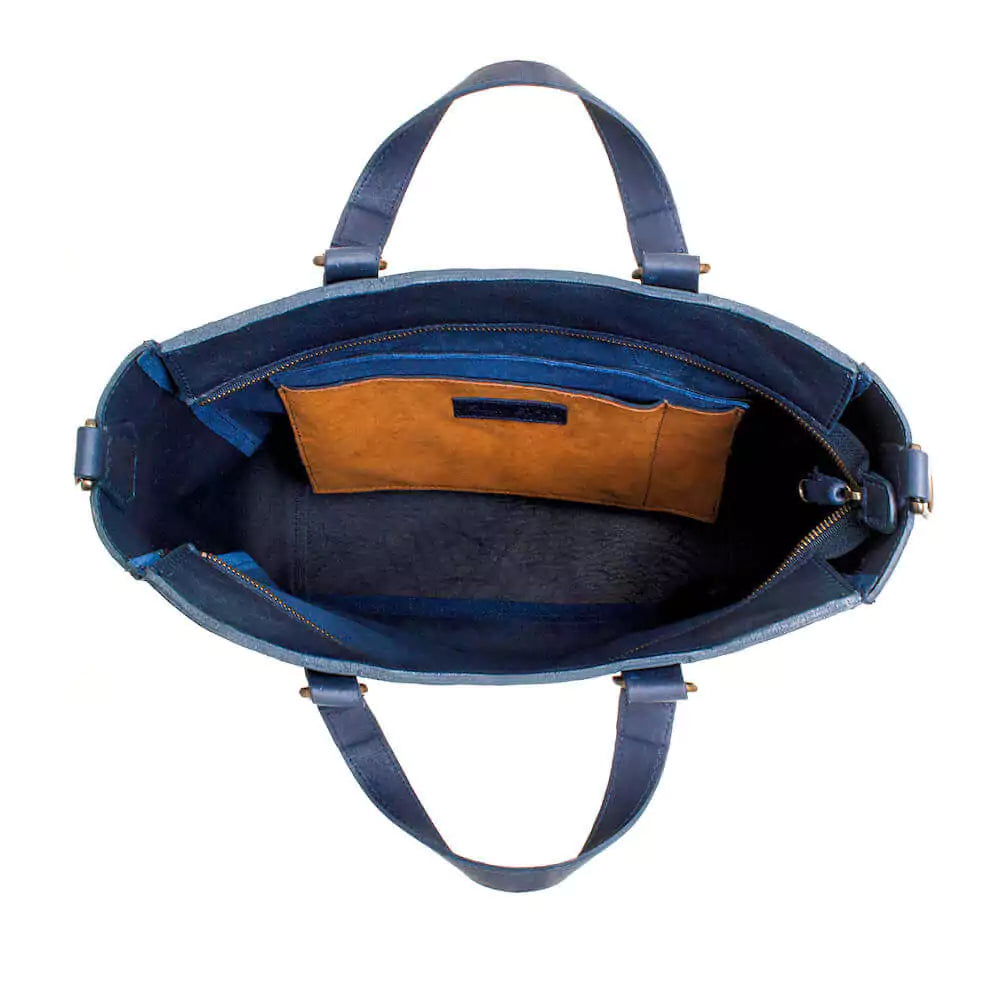 Ellington Leather Market Tote with Zippered Pouch Mission Mercantile Leather Goods