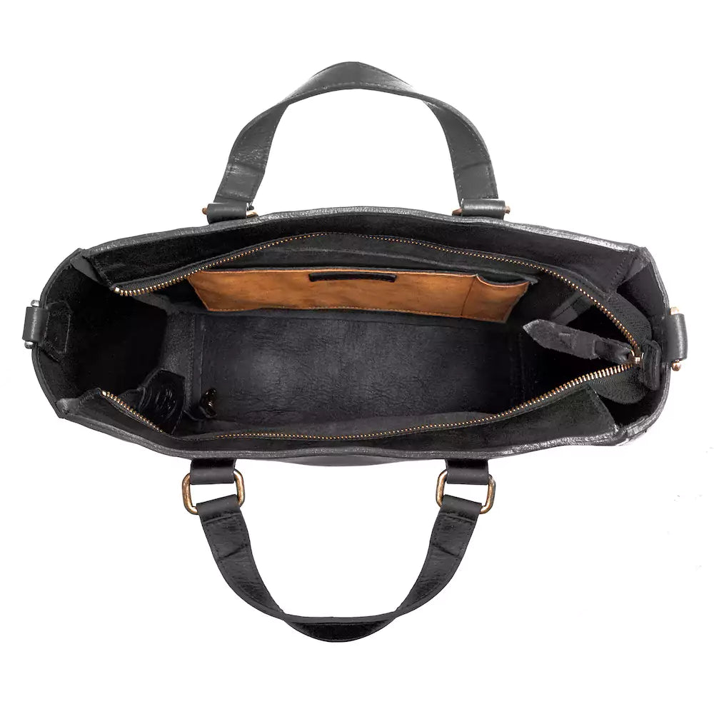 Ellington Leather Market Tote with Zippered Pouch Mission Mercantile Leather Goods