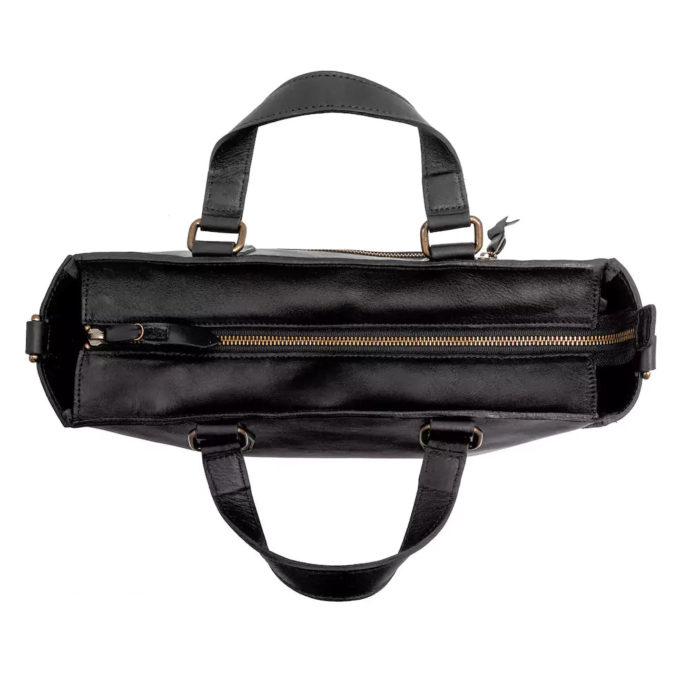 Ellington Leather Market Tote with Zippered Pouch Mission Mercantile Leather Goods