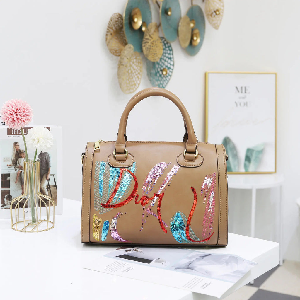 Fashionable Portable Sequin Embroidered Messenger Bag Trendy Attic Store01