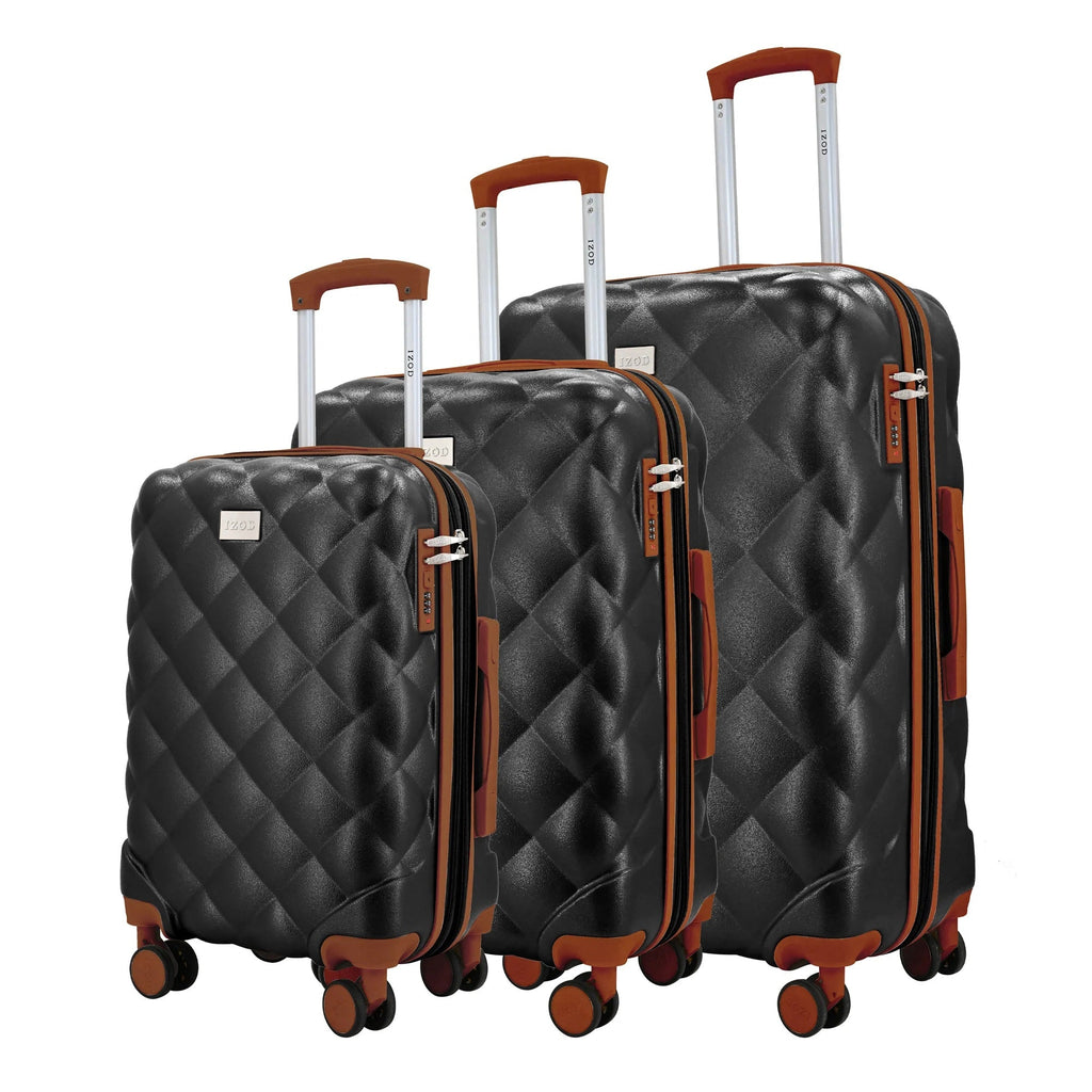 IZOD Fit Lightweight ABS Hard Shell Luggage Set - 3-Piece (20", 24", 28") with 360° Dual Spinning Wheels and Combo Lock Izod