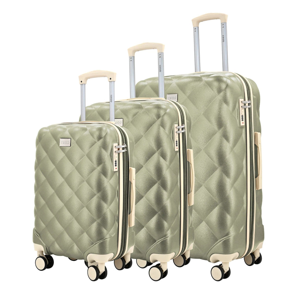 IZOD Fit Lightweight ABS Hard Shell Luggage Set - 3-Piece (20", 24", 28") with 360° Dual Spinning Wheels and Combo Lock Izod