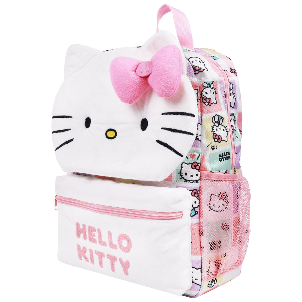 Hello Kitty Plush Face Backpack with 3D Bow Ful Luggage