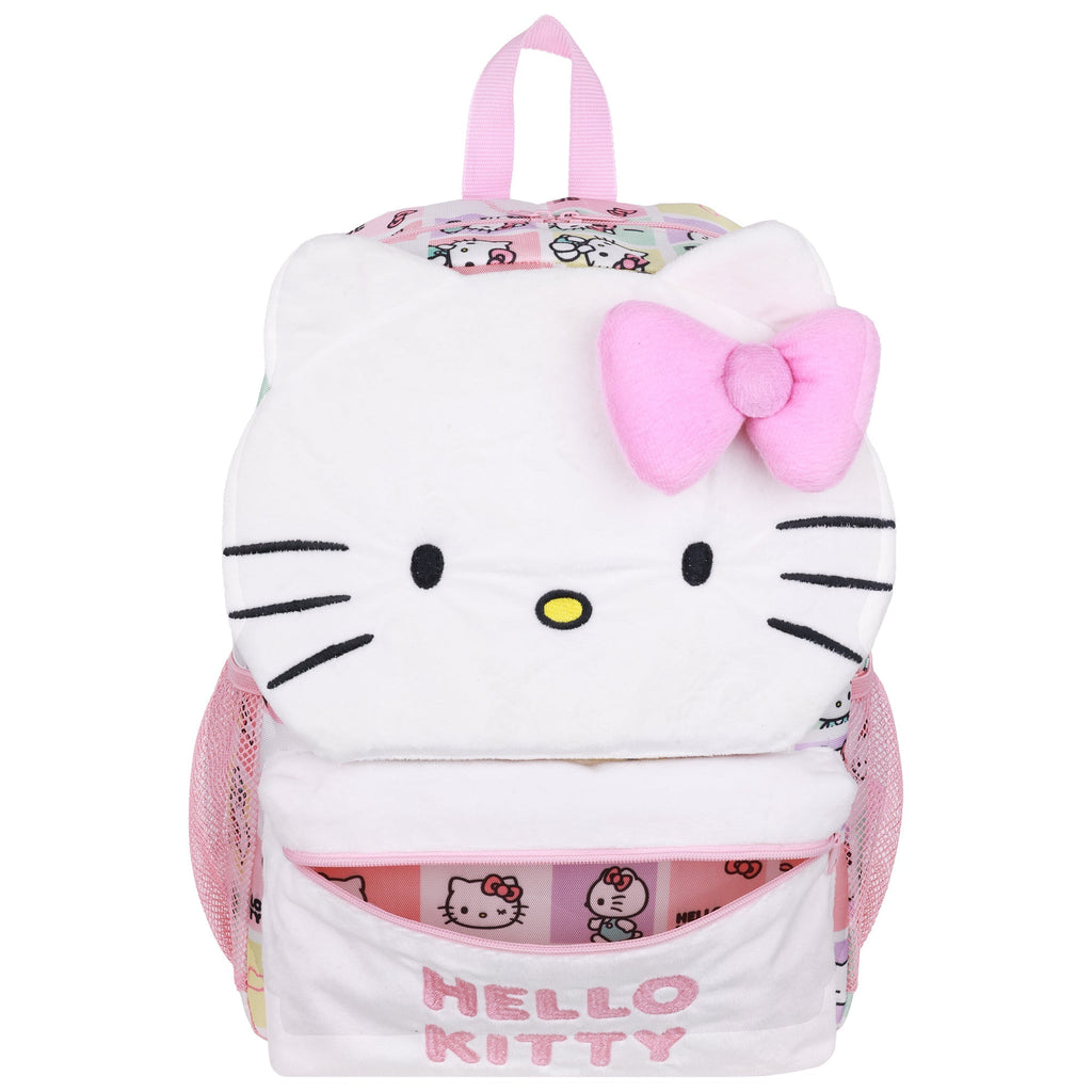 Hello Kitty Plush Face Backpack with 3D Bow Ful Luggage