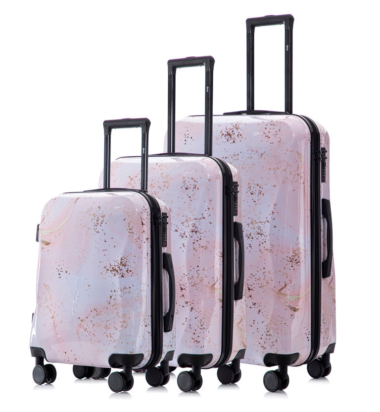 Multi-color Design ABS Hard Shell Lightweight with 360° Dual Spinning Wheels & Combo Lock – Includes 28", 24", 20" 3-Piece Luggage Set Mirage Luggage