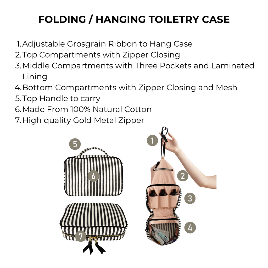 Folding/Hanging Toiletry Case, Striped Bag-all