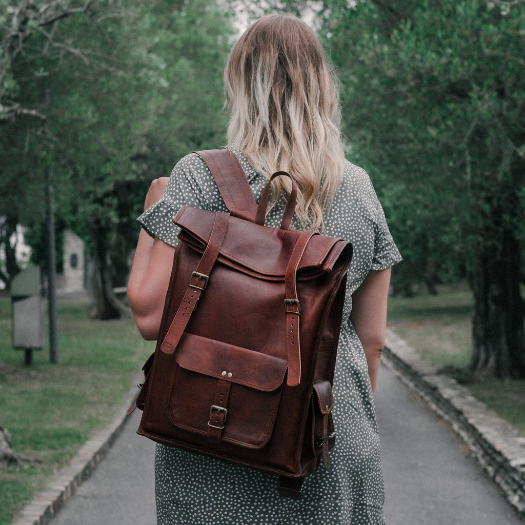 The Chavez Roll Top Backpack Classy Leather Bags