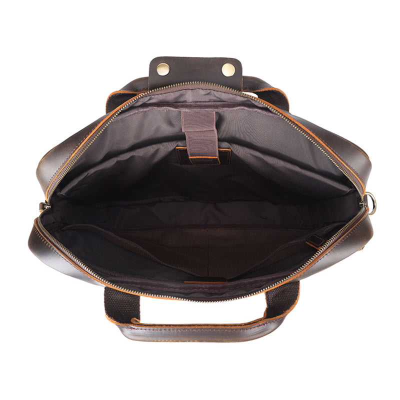 Full Grain Leather Attache Leather Messenger Bag Classic Leather Business Briefcase Vintage 15.6" Laptop Bag For Mens RockCow Leather Studio