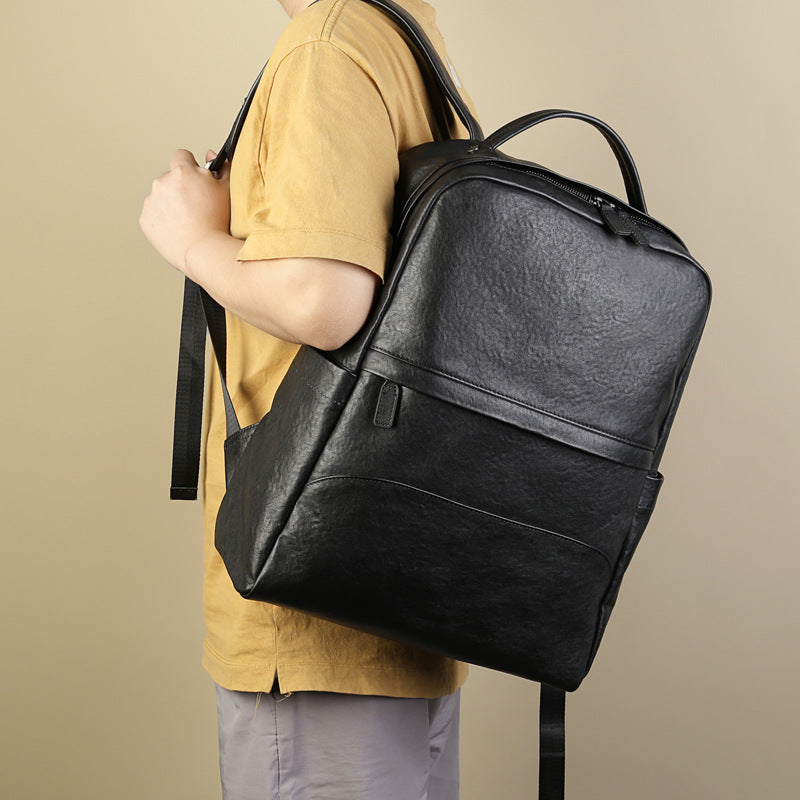 Full Grain Leather Backpack Black Men's Leather Backpack Handmade Travel Backpack RockCow Leather Studio
