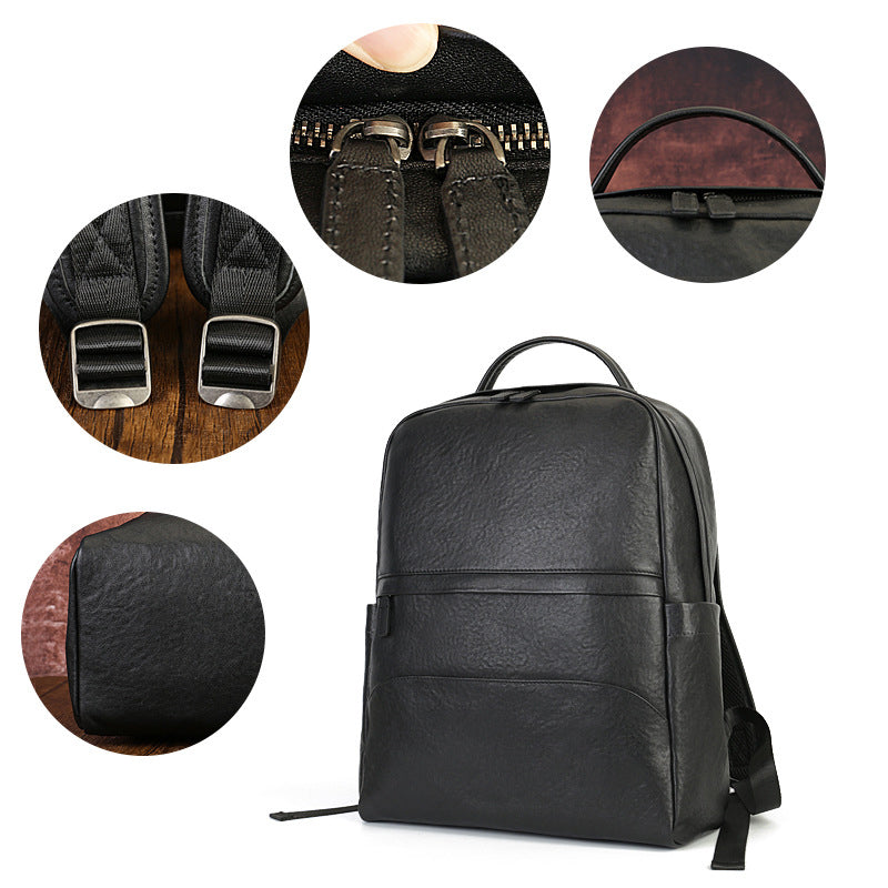 Full Grain Leather Backpack Black Men's Leather Backpack Handmade Travel Backpack RockCow Leather Studio