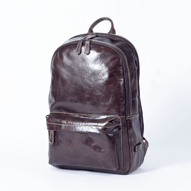 Full Grain Leather Backpack Casual Shoulder Travel Bag For Men Laptop Backpack RockCow Leather Studio