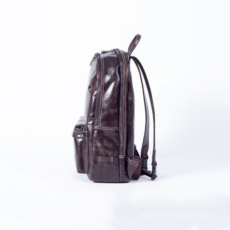 Full Grain Leather Backpack Casual Shoulder Travel Bag For Men Laptop Backpack RockCow Leather Studio