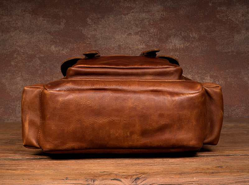 Full Grain Leather Backpack For Mens Handmade Leather Laptop Backpack Leather Travel Rucksack MS158 RockCow Leather Studio