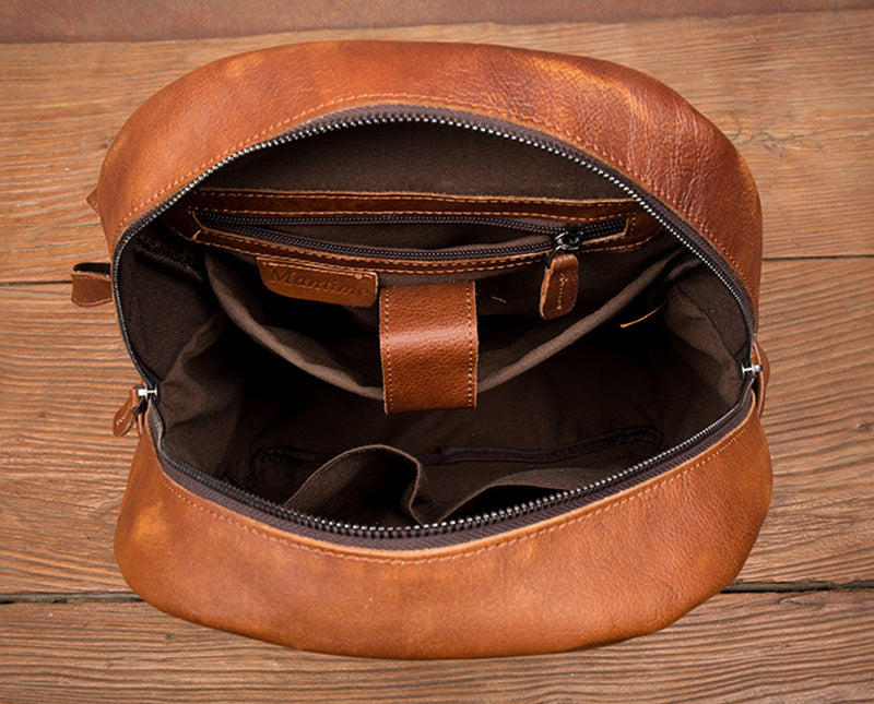 Full Grain Leather Backpack For Mens Handmade Leather Laptop Backpack Leather Travel Rucksack MS158 RockCow Leather Studio