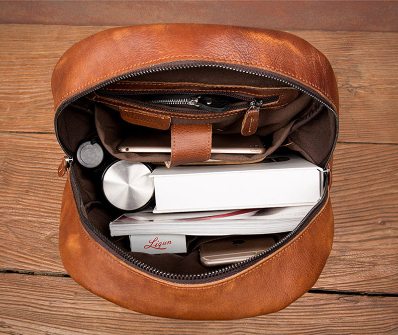 Full Grain Leather Backpack For Mens Handmade Leather Laptop Backpack Leather Travel Rucksack MS158 RockCow Leather Studio