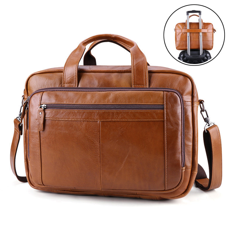 Full Grain Leather Briefcase, 15 Inches Laptop Bag, Leather Messenger Bag, Natural Leather Shoulder Bag RockCow Leather Studio