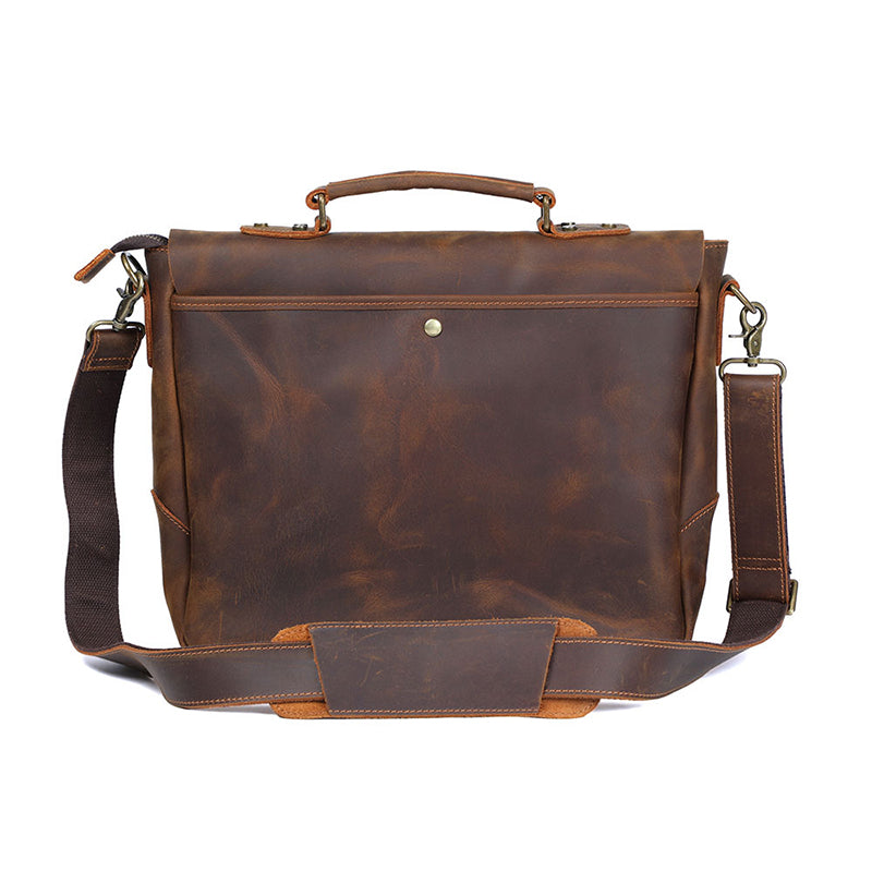 Full Grain Leather Briefcase Men's Leather Messenger Bag Handmade Laptop Bag Crossbody Shoulder Bag Top Handle Business Bag RockCow Leather Studio