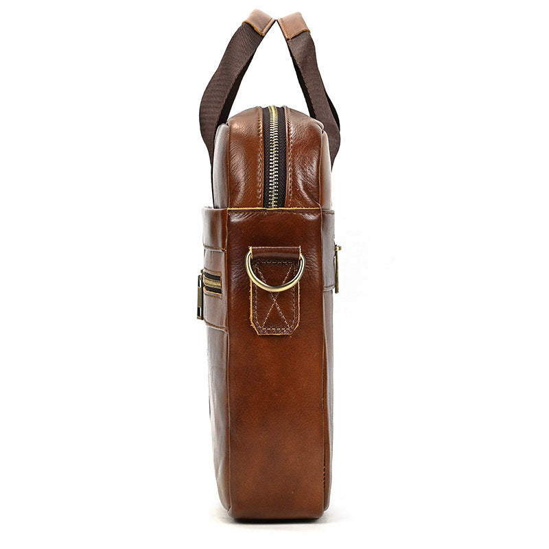 Full Grain Leather Briefcase Men's Messenger Bag Vintage 15" Leather Laptop Computer Bag Gift for Him RockCow Leather Studio