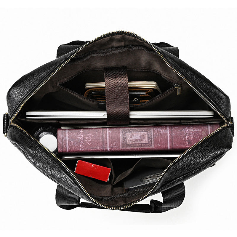 Full Grain Leather Briefcase Men's Messenger Bag Vintage 15" Leather Laptop Computer Bag Gift for Him RockCow Leather Studio