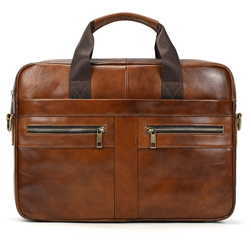 Full Grain Leather Briefcase Men's Messenger Bag Vintage 15" Leather Laptop Computer Bag Gift for Him RockCow Leather Studio