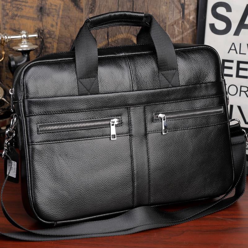 Full Grain Leather Briefcase Men's Messenger Bag Vintage 15" Leather Laptop Computer Bag Gift for Him RockCow Leather Studio