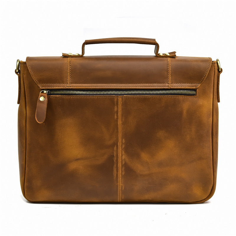 Full Grain Leather Briefcase Mens Leather Laptop Bag Premium Leather Messenger Bag Leather Macbook Shoulder Bag RockCow Leather Studio
