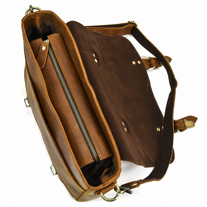 Full Grain Leather Briefcase Mens Leather Laptop Bag Premium Leather Messenger Bag Leather Macbook Shoulder Bag RockCow Leather Studio