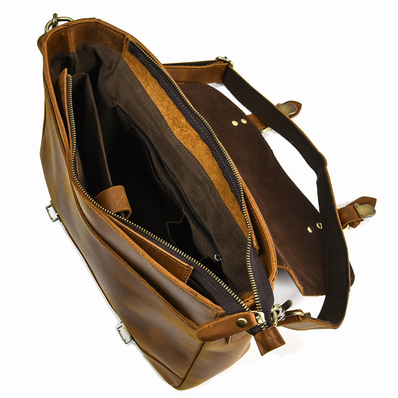 Full Grain Leather Briefcase Mens Leather Laptop Bag Premium Leather Messenger Bag Leather Macbook Shoulder Bag RockCow Leather Studio