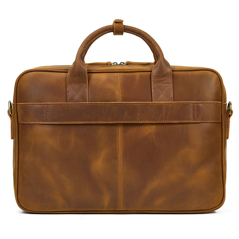 Full Grain Leather Briefcase, Mens Retro Leather Handmade Laptop Bag, Messenger Bag RockCow Leather Studio