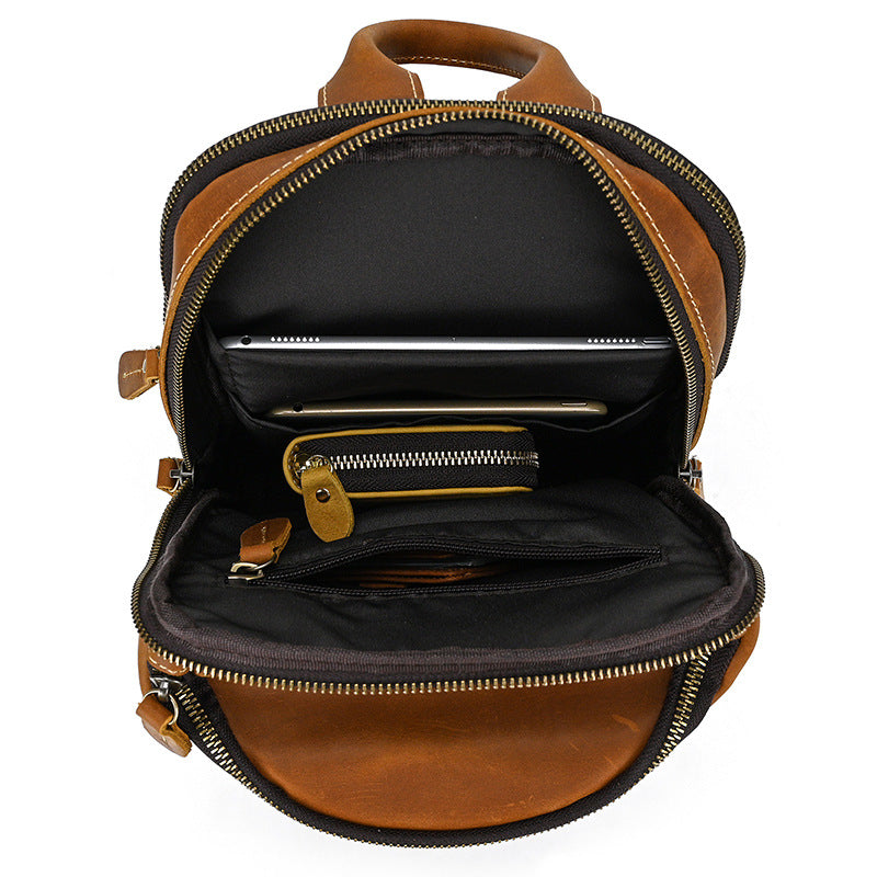 Full Grain Leather Chest Bag Retro Leather Crossbody Bag Handmade Mens Leather Sling Bag RockCow Leather Studio