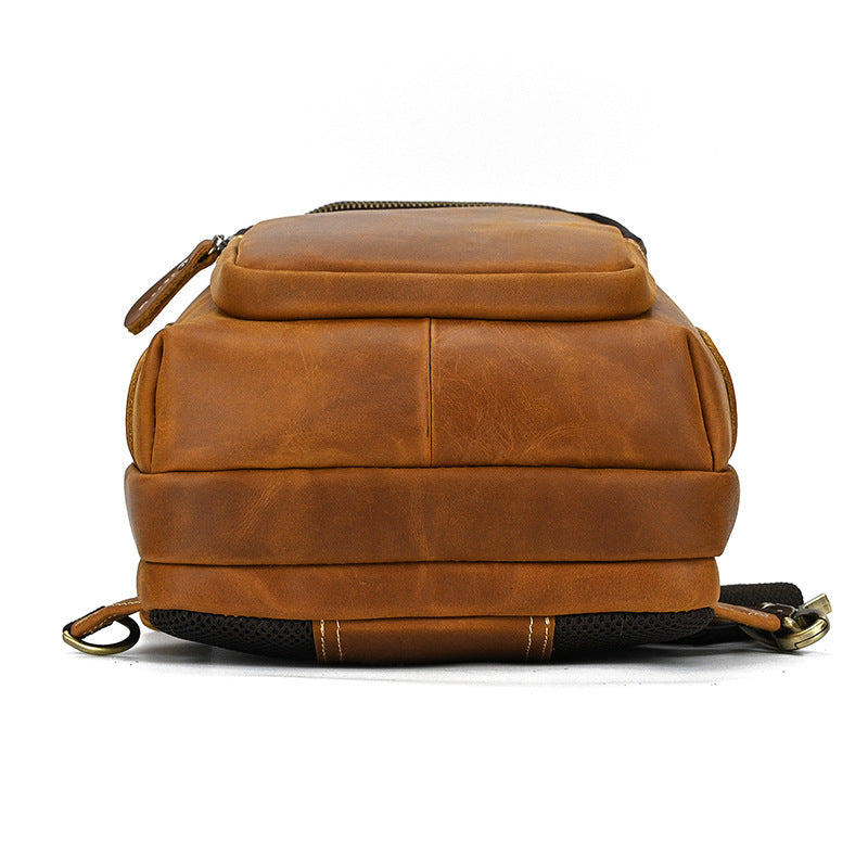 Full Grain Leather Chest Bag Retro Leather Crossbody Bag Handmade Mens Leather Sling Bag RockCow Leather Studio