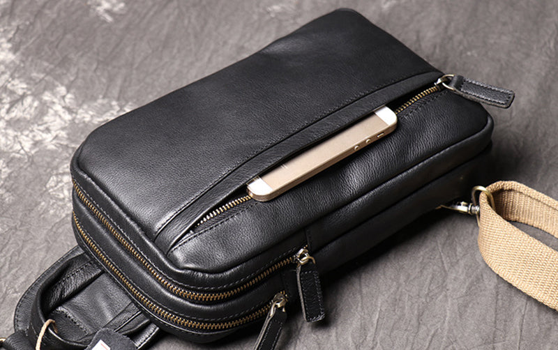 Full Grain Leather Chest Pack Vintage Leather Sling Bag Natural Leather Shoulder Bag RockCow Leather Studio