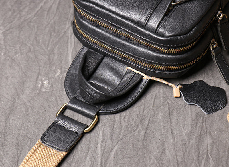 Full Grain Leather Chest Pack Vintage Leather Sling Bag Natural Leather Shoulder Bag RockCow Leather Studio