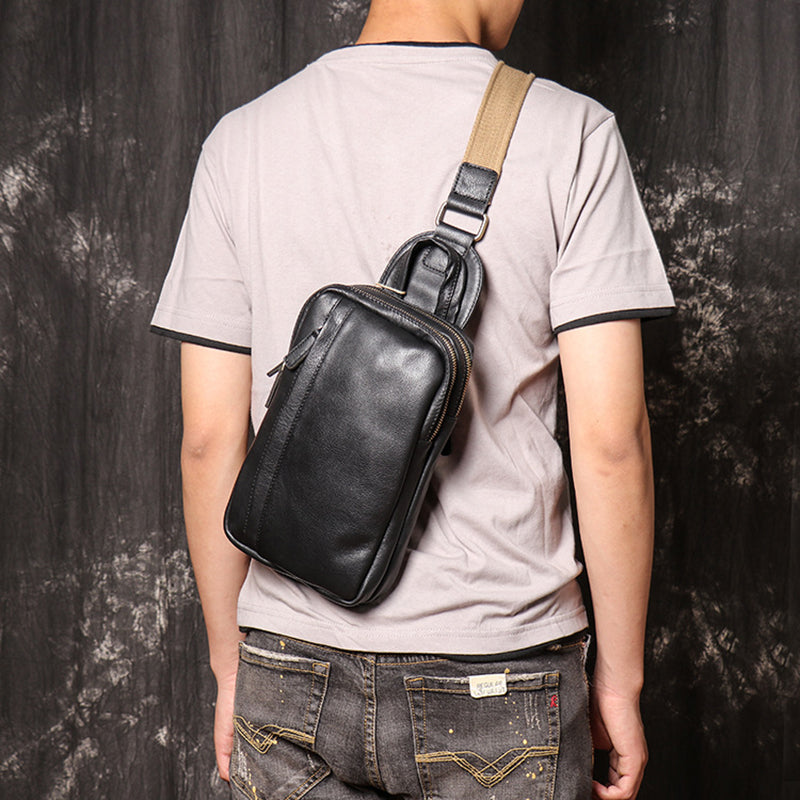 Full Grain Leather Chest Pack Vintage Leather Sling Bag Natural Leather Shoulder Bag RockCow Leather Studio