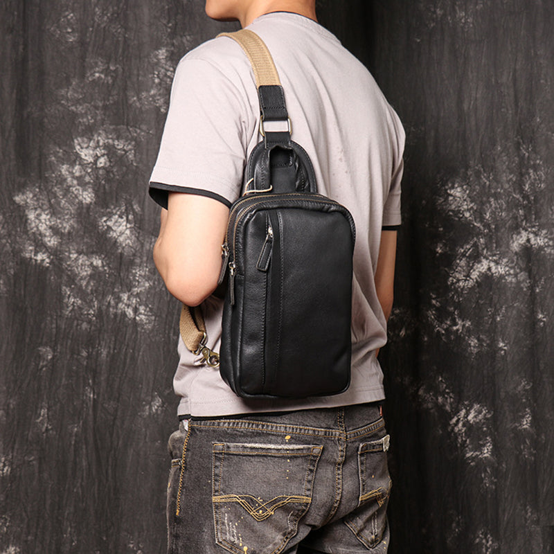 Full Grain Leather Chest Pack Vintage Leather Sling Bag Natural Leather Shoulder Bag RockCow Leather Studio