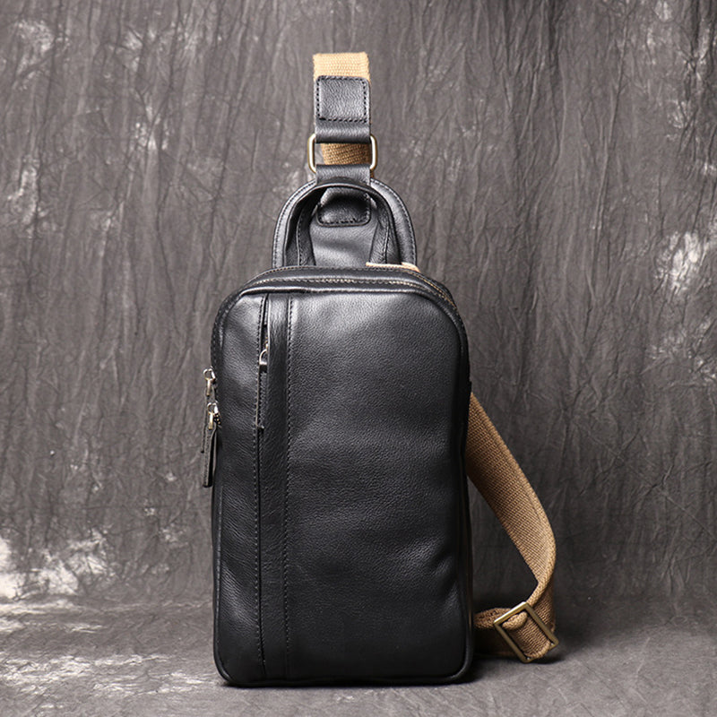 Full Grain Leather Chest Pack Vintage Leather Sling Bag Natural Leather Shoulder Bag RockCow Leather Studio