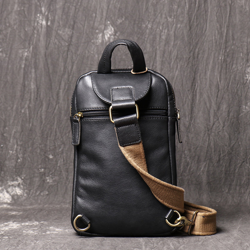 Full Grain Leather Chest Pack Vintage Leather Sling Bag Natural Leather Shoulder Bag RockCow Leather Studio