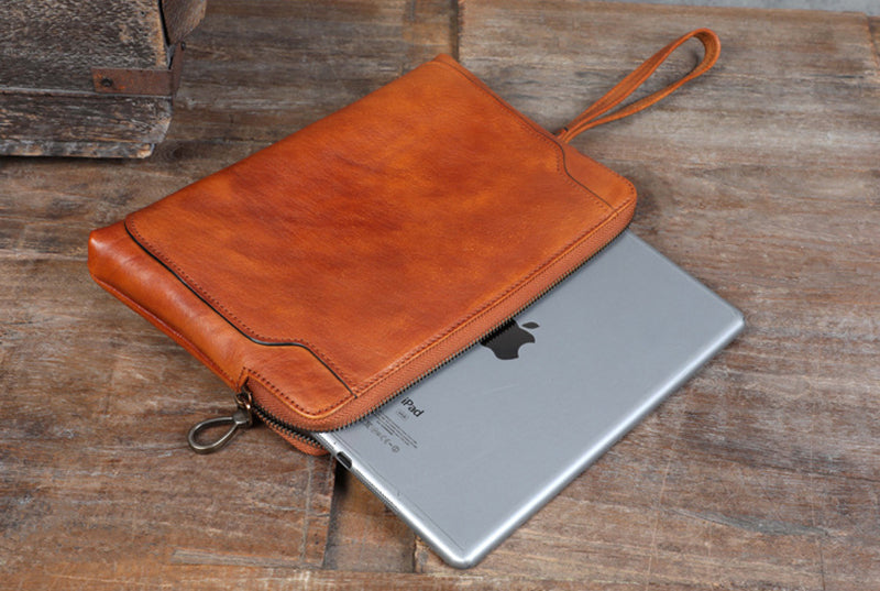Full Grain Leather Clutch Handmade Mens Wrist Bag Large Long Wallet For Men SWK1109 RockCow Leather Studio