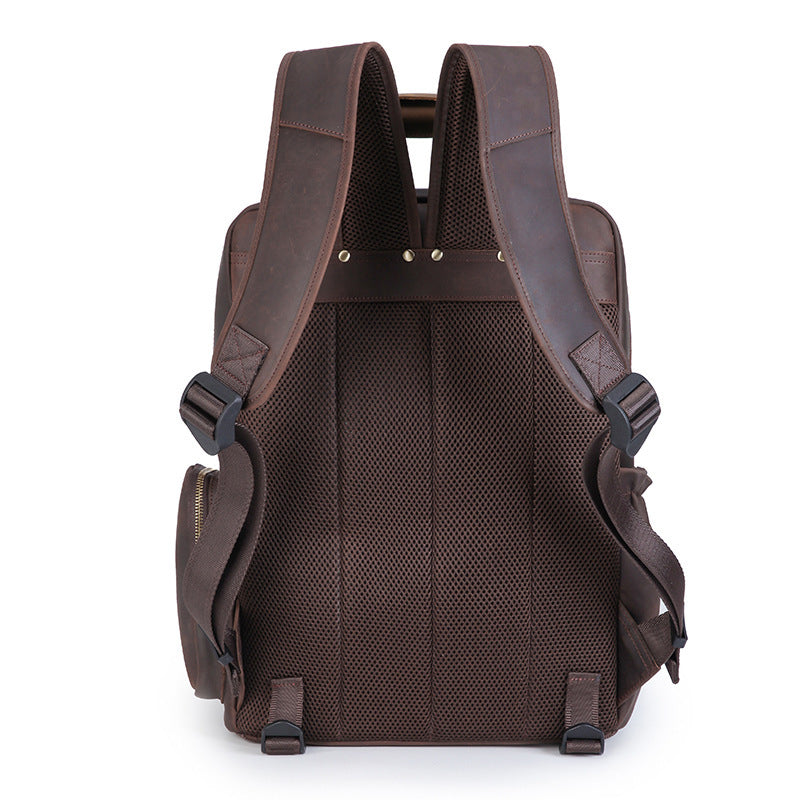 Full Grain Leather DSLR Camera Backpack Full Grain Leather Travel Backpack Crazy Horse Leather Mens Laptop Backpack RockCow Leather Studio