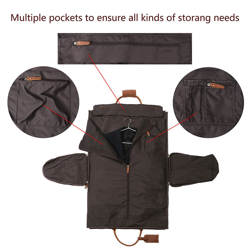 Men's Convertible Full Grain Leather Garment Bag, Carry-On Weekender with Shoe Compartment RockCow Leather Studio