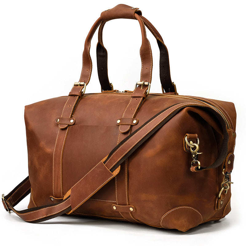 Full Grain Leather Duffle Bag Handmade Leather Weekender Bag Leather Holdall Overnight Bag For Men Gift For Him RockCow Leather Studio