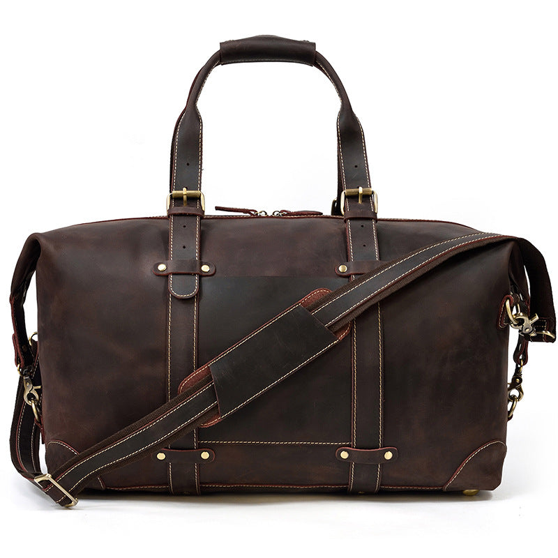 Full Grain Leather Duffle Bag Handmade Leather Weekender Bag Leather Holdall Overnight Bag For Men Gift For Him RockCow Leather Studio