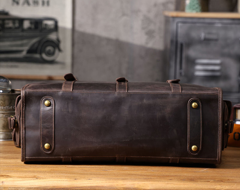 Full Grain Leather Duffle Bag Handmade Leather Weekender Gym Bag Vacation Duffel Bag Vintage Travel Bag Overnight Bag Leather Holdall RockCow Leather Studio
