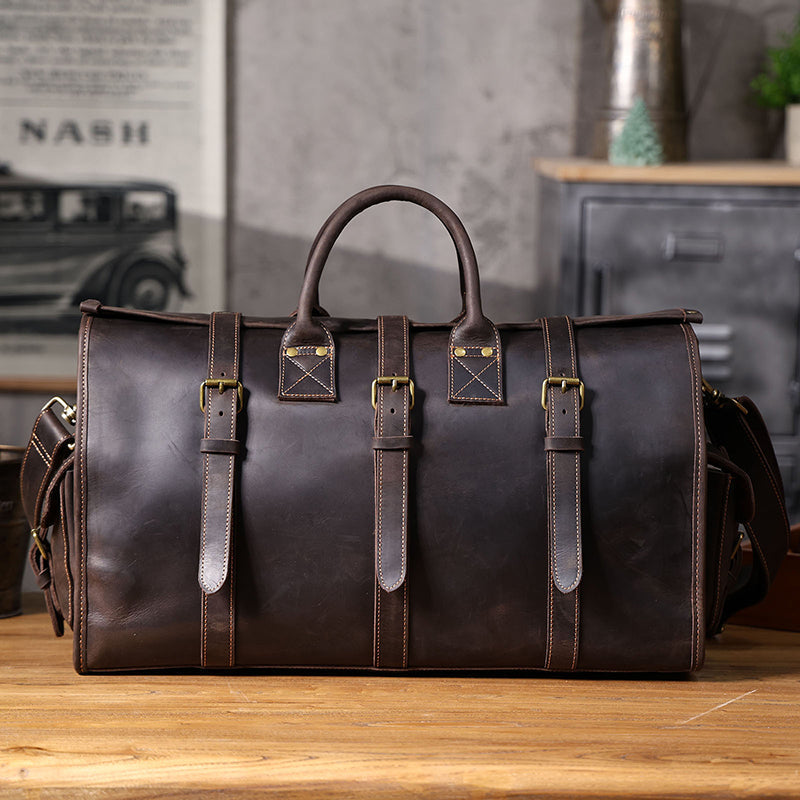Full Grain Leather Duffle Bag Handmade Leather Weekender Gym Bag Vacation Duffel Bag Vintage Travel Bag Overnight Bag Leather Holdall RockCow Leather Studio