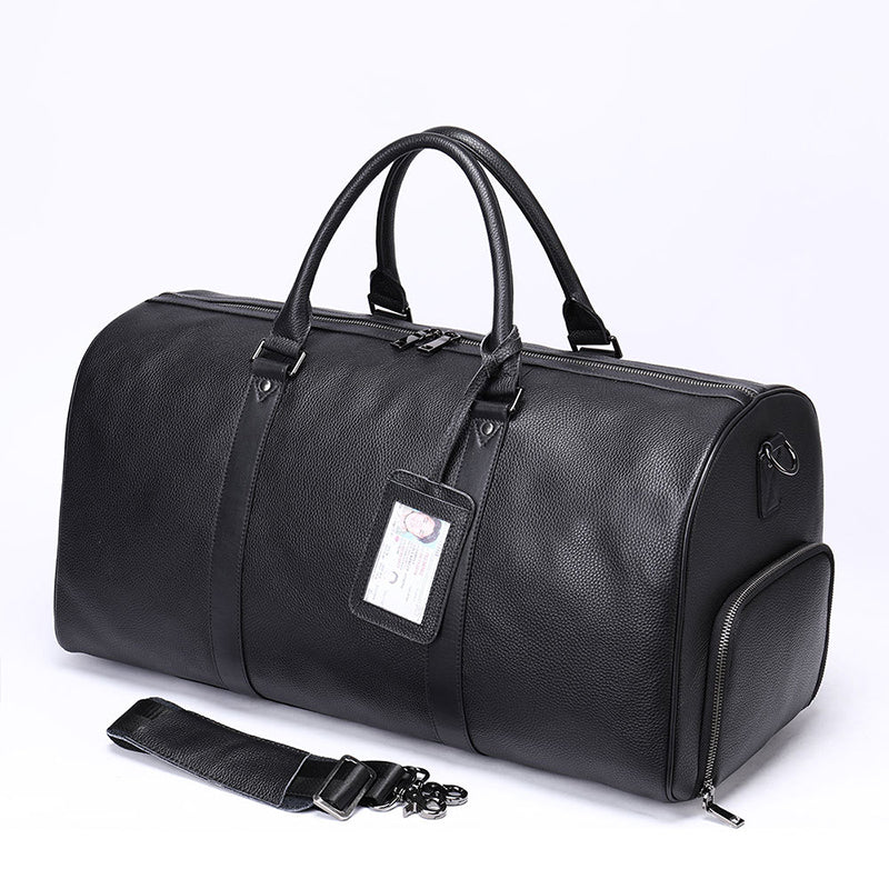 Full Grain Leather Duffle Bag With Shoes Compartment Casual Leather Travel Bag Mens Leather Weekender Bag RockCow Leather Studio