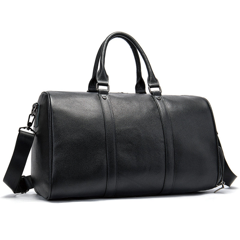 Full Grain Leather Duffle Bag With Shoes Compartment Casual Leather Travel Bag Mens Leather Weekender Bag RockCow Leather Studio