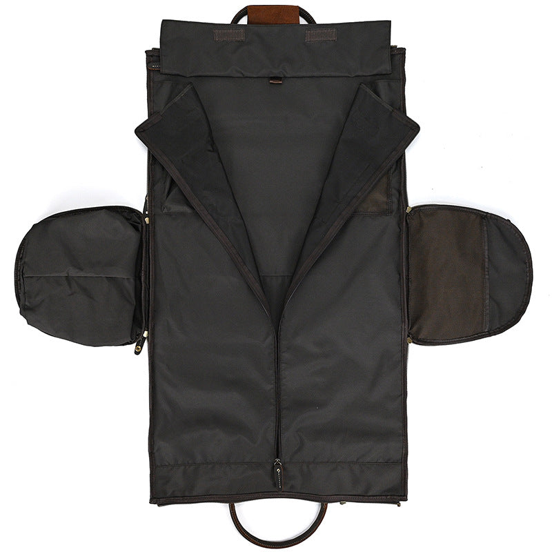 Men's Full Grain Leather Garment Bag, Convertible Weekender Duffel Bag RockCow Leather Studio