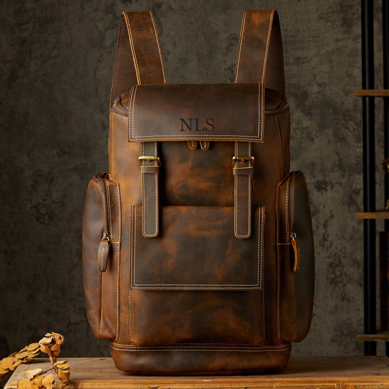 Full Grain Leather Laptop Backpack Large Capacity School Backpack Men Leather Backpack RockCow Leather Studio